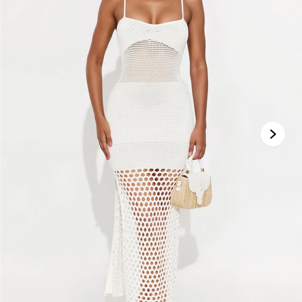 NEW Bridal Hot & Delicious White Crochet Midi Dress